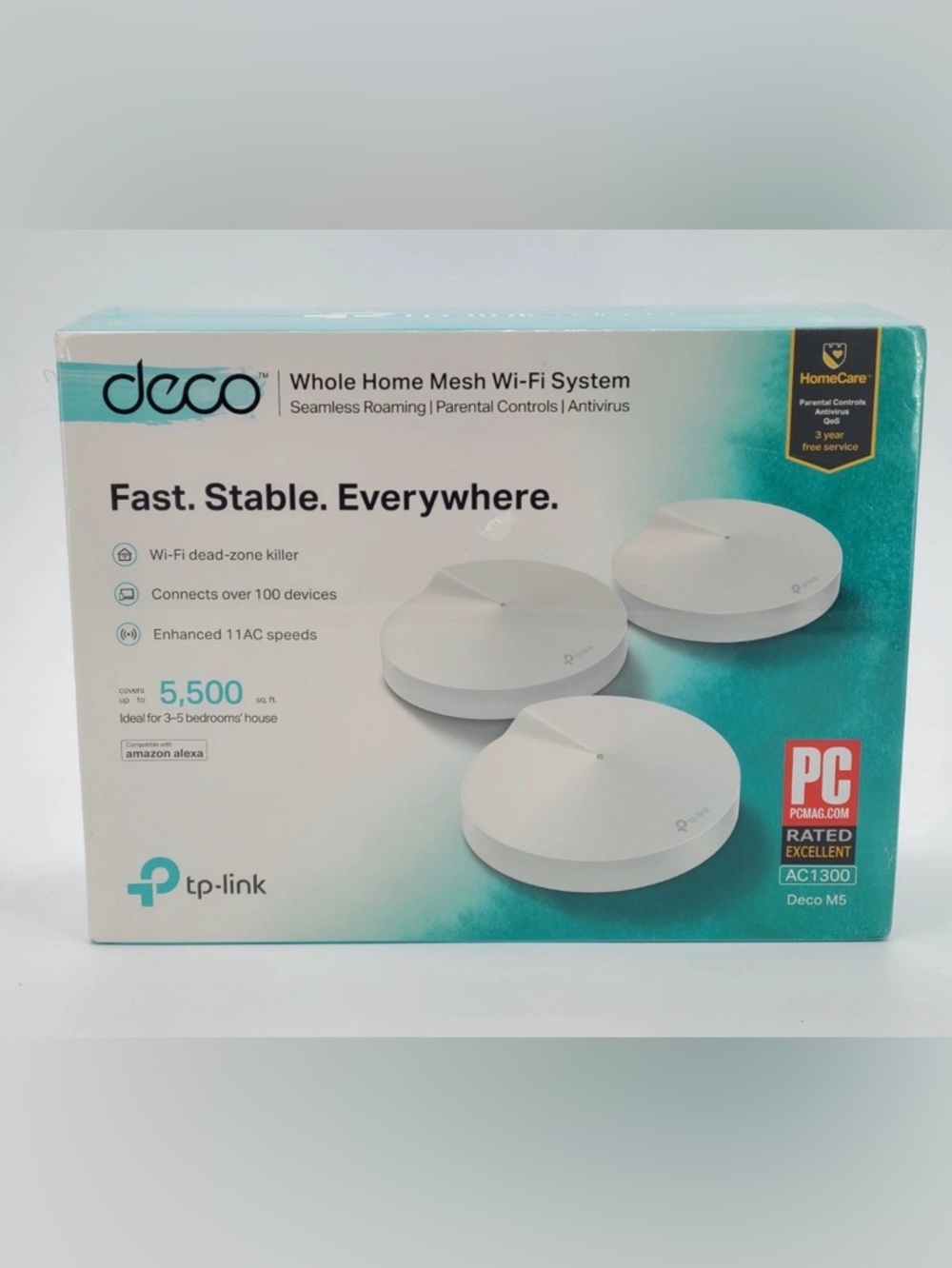 TP-LINK Deco M5 AC1300 Whole Home Mesh Wi-Fi System 2.4/5GHz 3 Pack NEW